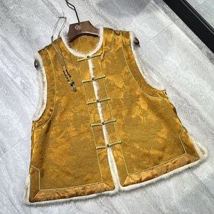 New Chinese Autumn and Winter New Fugui National Style Exquisite Fashion Old Money Style Buckle Cardigan Western Style Cotton Vest 8113