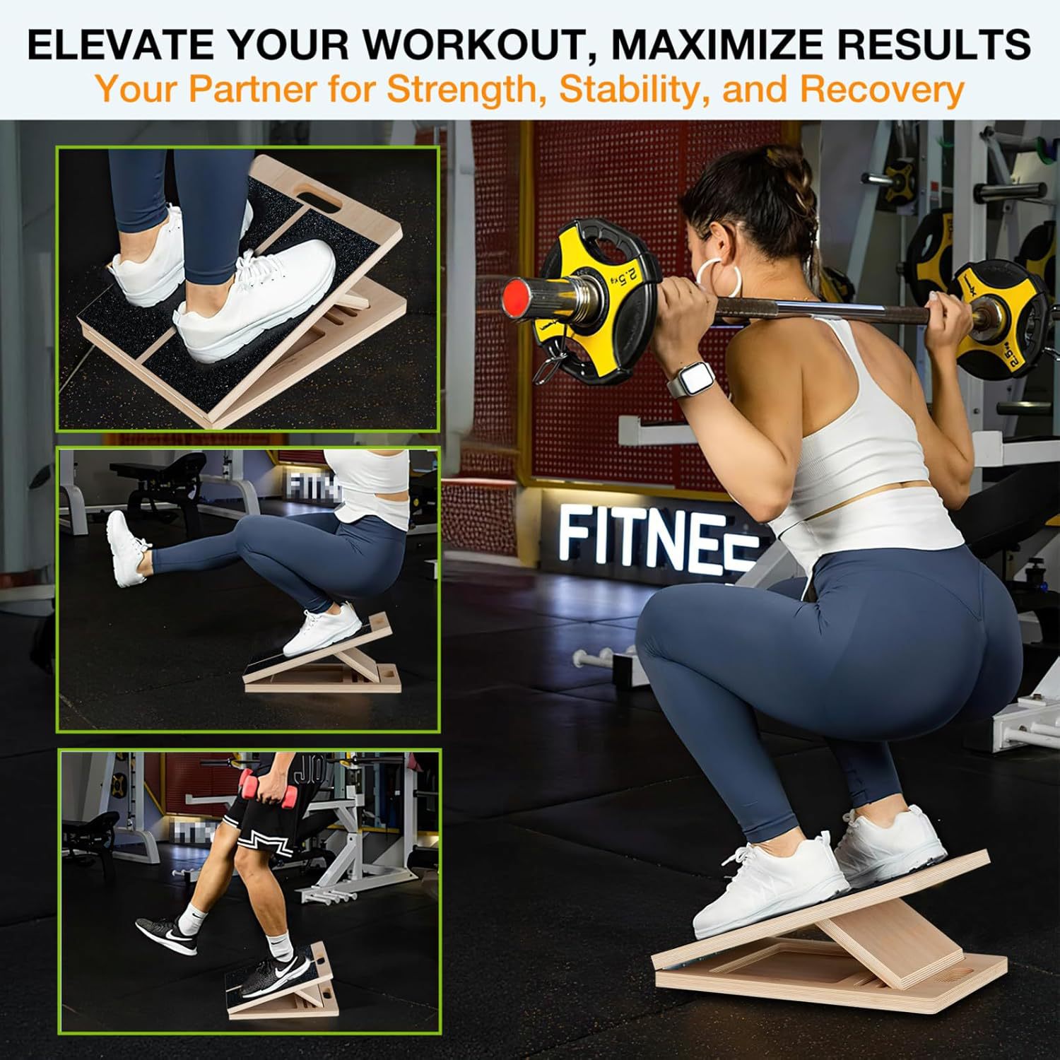 Wooden Incline Board Balance Board Stretching Squat Slant Board Calf Stretcher Non-Slip Home Fitness Equipment