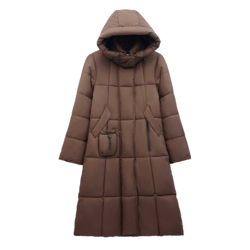 Chaqueta larga de algodón encapuchado para mujeres invierno 2024 nuevo estilo coreano suelto engrosado y cálido abrigo de temperamento de la madre
