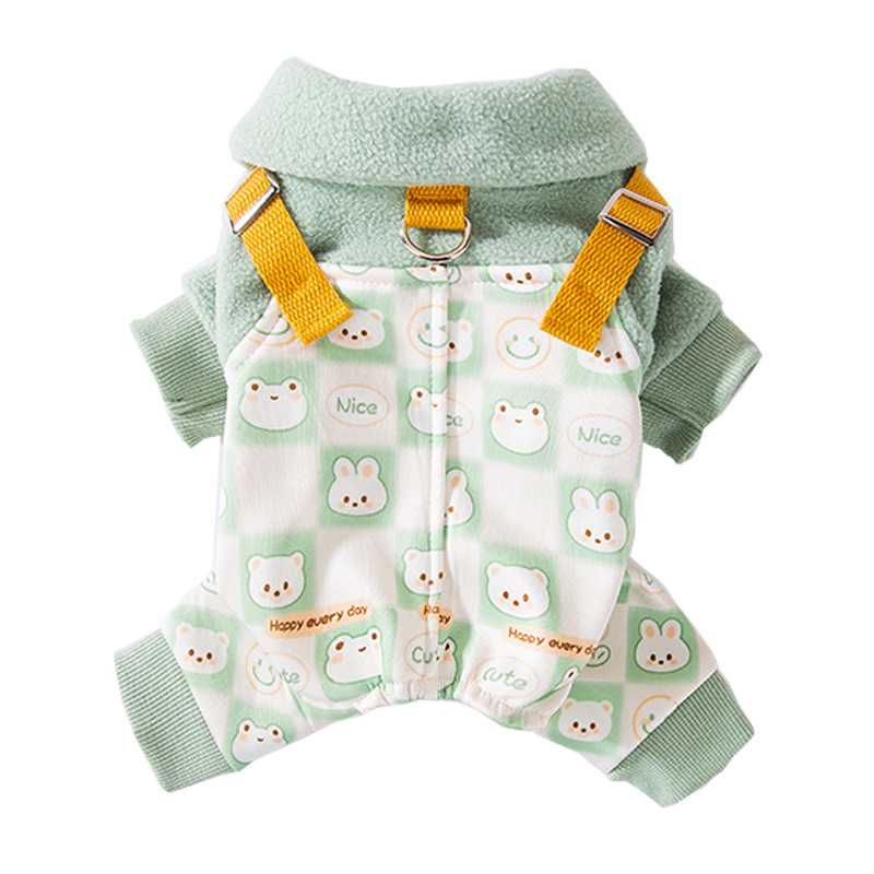 Otoño y invierno perros gruesos calentadores lindos osos cuadrangulares pantalones de algodón gato Teddy Bear ropa de mascotas