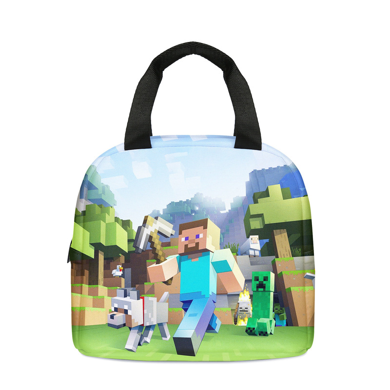 Minecraft ランチバッグ漫画アニメーション小中学生食事バッグ子供用アイスバッグ屋外食事バッグポータブルランチボックスバッグ|undefined