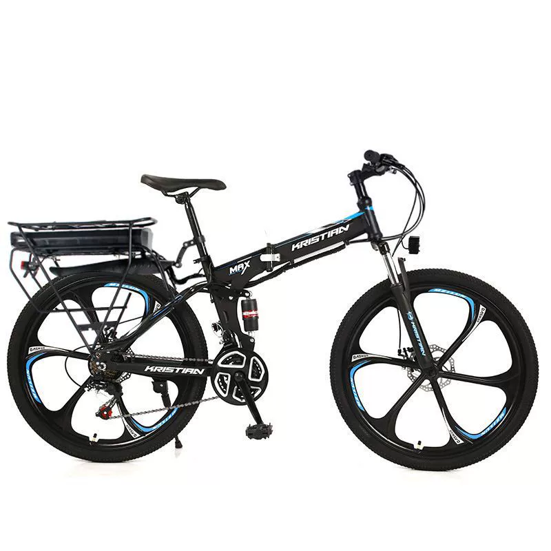 26-дюймовый электрический горный велосипед с литиевым током легко складной 21-скоростной пригородный двухдисковый тормоз электромобиль