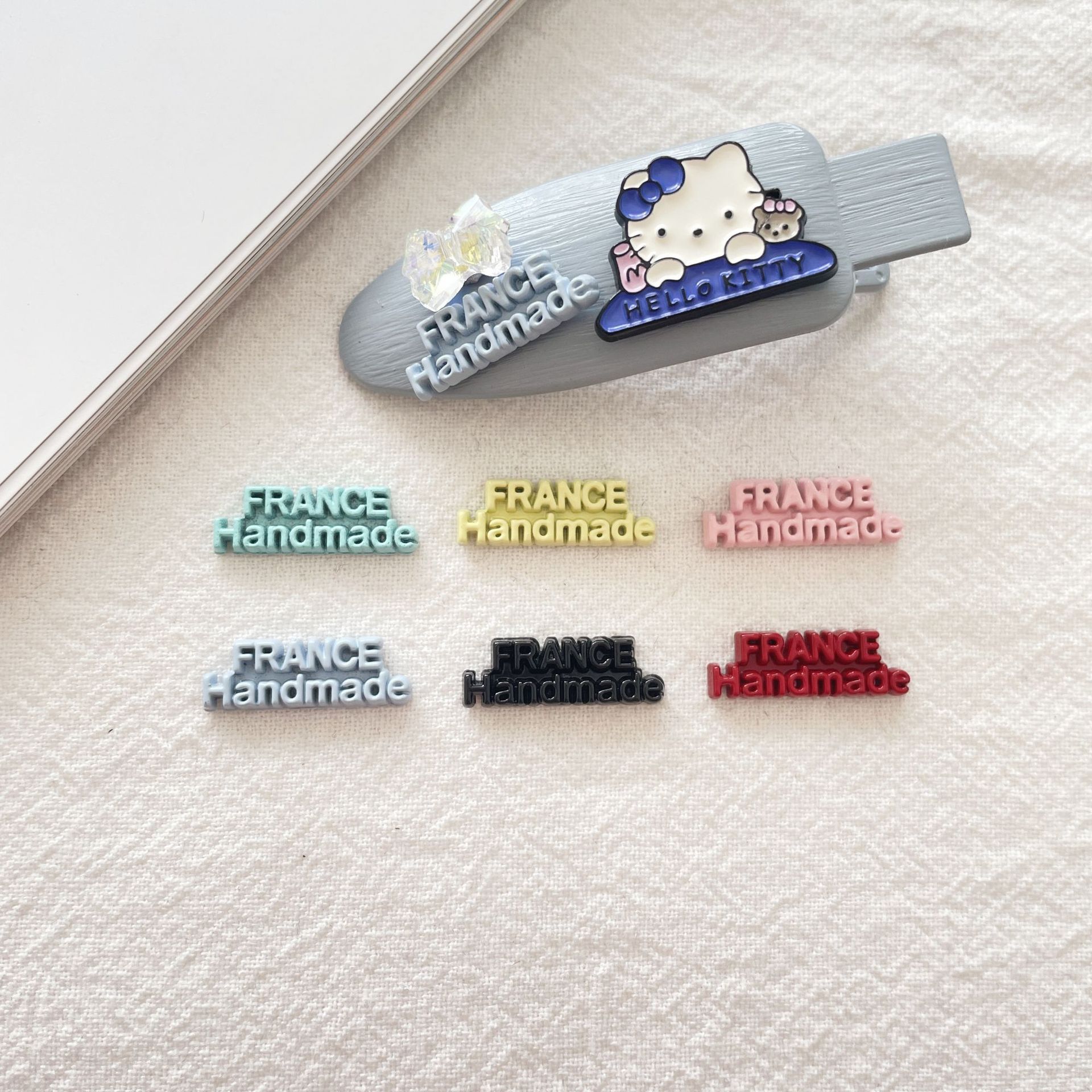 韩版彩色France小标字牌 diy发夹发饰品配件时尚潮流简约字母标志