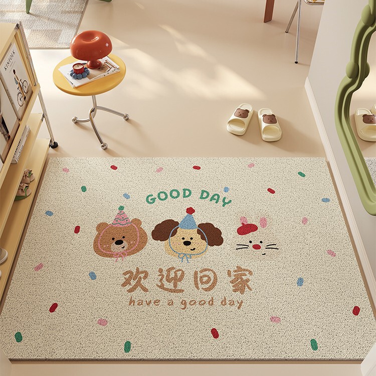 Cartoon Entrance Door Floor Mat, Wire Ring Foot Mat, Household Entrance Door Mud Scraper, Cuttable Wear-Resistant Anti-Slip Mat