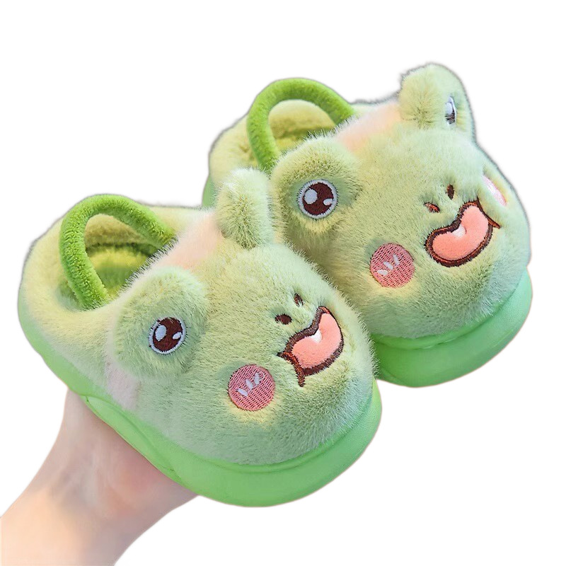 Zapatillas de algodón para niños de invierno de dibujos animados suaves antideslizantes 2025 nuevos niños y niñas zapatillas de pelo caliente para niños