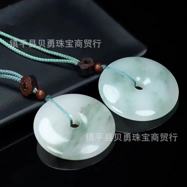 廠家批發天然金絲玉天山翠情侶款平安扣掛件吊墜玉墜項鍊