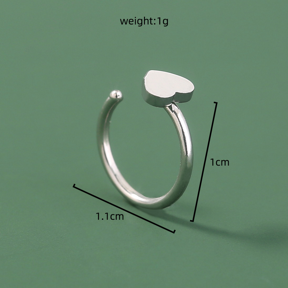 stainless steel heart nose ring without perforation heart-shaped nose clip