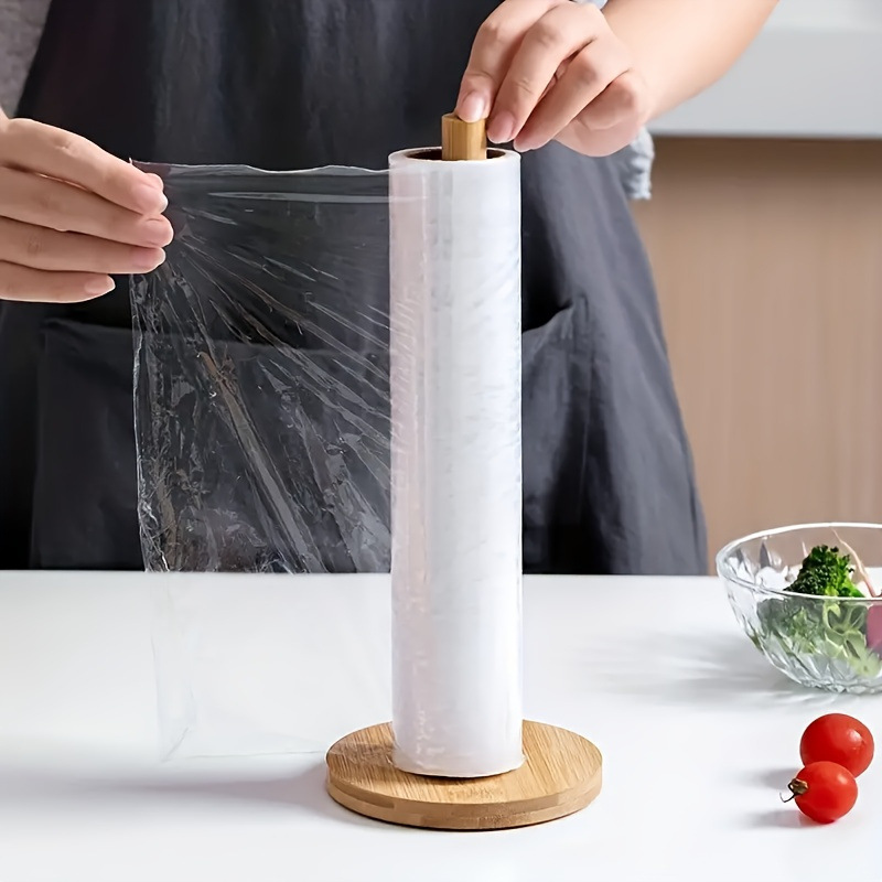 Encimera de bambú de envío transfronterizo, soporte para toallas de papel, soporte para toallas de papel de cocina de estilo japonés, soporte de almacenamiento de película transparente vertical de bambú natural