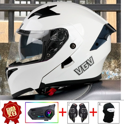 Motosiklet dəbilqələri – winter four seasons universal locomotive - m-pearl-white-external-bluetooth-free-gloves-headgear-anti-fog-sticker