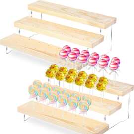跨境木质糖果收纳架阶梯式盲盒手办娃娃展示架儿童派对糖果甜品架