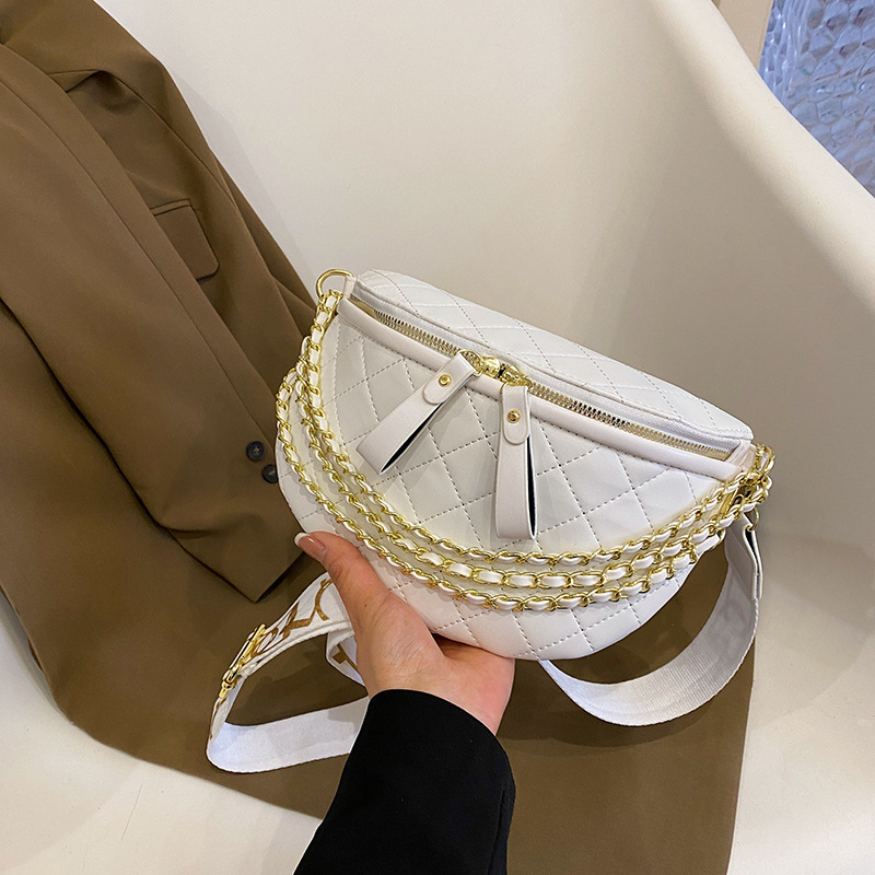 Modna torba na talię 2024 summr nw chain single crossbody, damska torba na klatkę piersiową, szeroki pasek na ramię, mobil phon coin_voghion.com