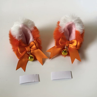 Motosiklet dəbilqələri | decorations - cat-ear-orange-bow-1-pair-orange-and-white