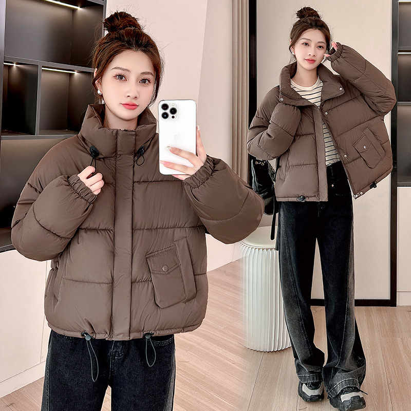 Ropa de algodón para mujeres 2024 invierno nueva ropa de algodón coreana collar corto suelto chaqueta de pan pequeño moda