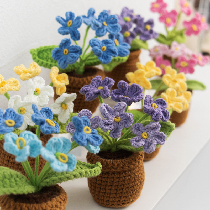 Nuevo automóvil transfronterizo DIY tejido a mano mini mini maceta flor lana crochet adornos de oficina Día del Maestro image 4