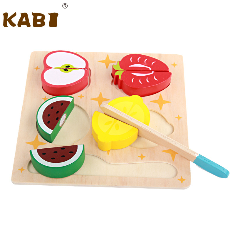 Nuevos productos de madera plana verduras, frutas y verduras cortadas Le Velcro simulación de cocina familiar juguetes para niños, niñas y niños