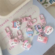 超萌粉嫩购物kt钥匙扣可爱卡通少女甜美挂件情侣闺蜜配饰礼品礼物