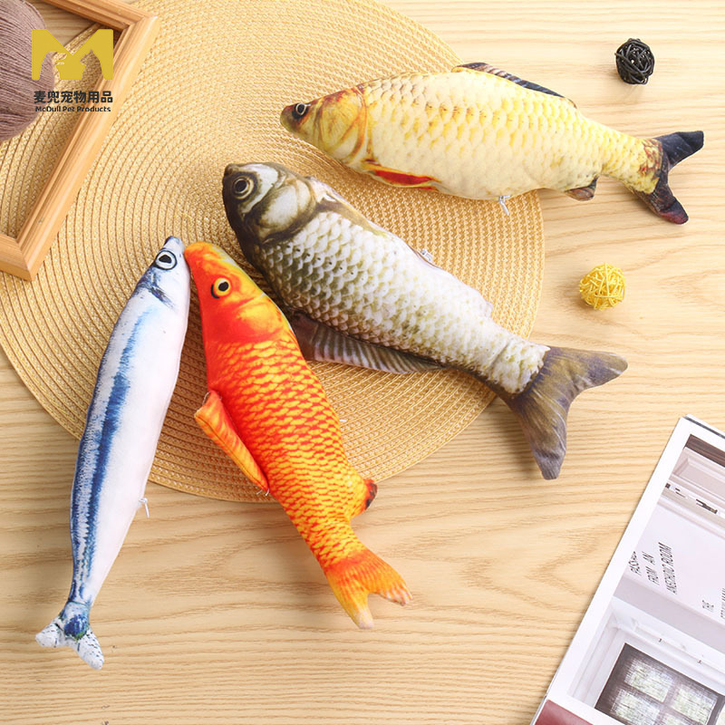 Cross-border funny cat toy simulation fish with catnip fish molar bite plush toy cat pet supplies wholesale