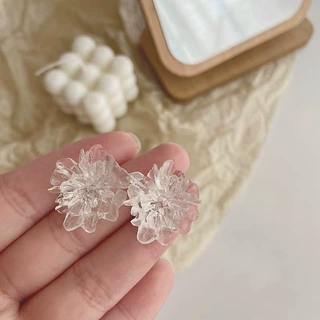 日系手作夏日超仙清新透明感立体甜美少女可爱甜美花朵耳钉耳夹