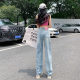Light Color Straight Leg Wide Leg Jeans Women's 2025 New Design Sense High Waist Mop Pants New Straight Leg Pants