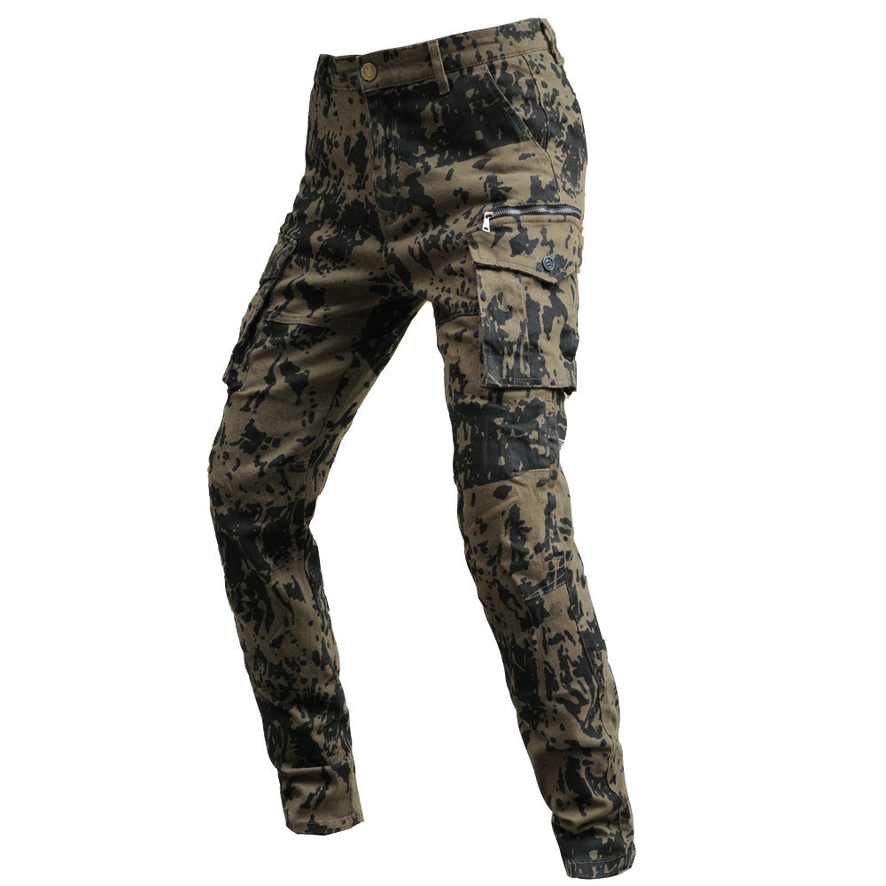 Volero motocicleta jeans hombres multi-bolsa ropa de trabajo transpirable camuflaje pantalones motocicleta caída-resistente verano ciclismo Pantalones