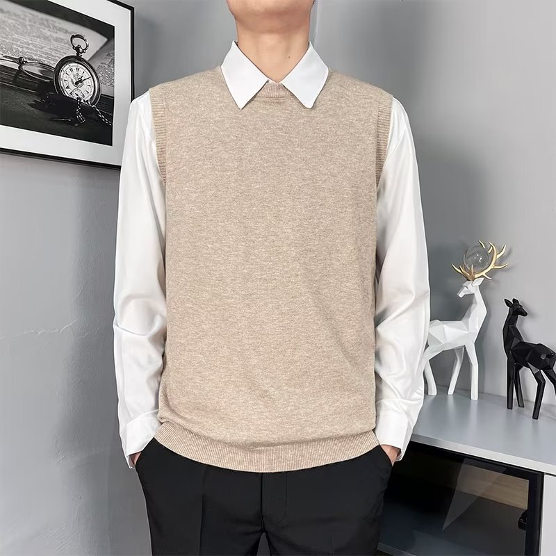 Men's two-piece sweater long-sleeved shirt men's high-grade autumn top sweater vest shirt coat