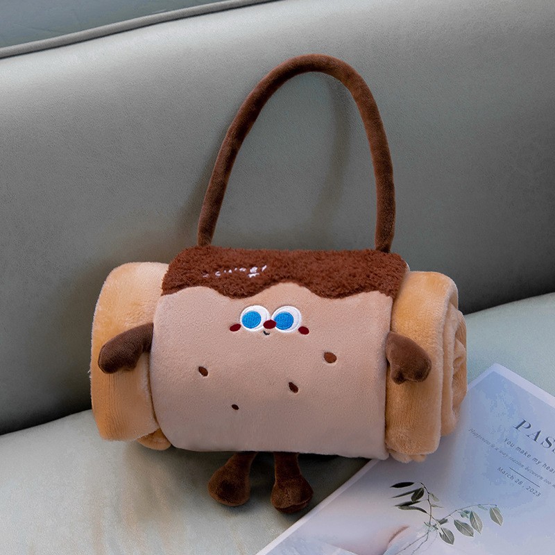 손으로 들고 다니는 롤 담요(갈색)
