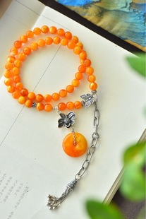 Beeswax safety buckle clasp chain with sterling silver accessories, bracelet and necklace