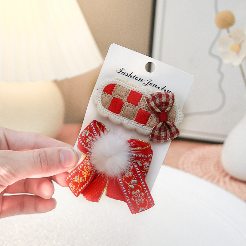 Niños nuevos clips para el cabello de gatos niñas lindos tocadillos rojos en línea frente rotura clips para el cabello de bebé joyería para el cabello de pestaña