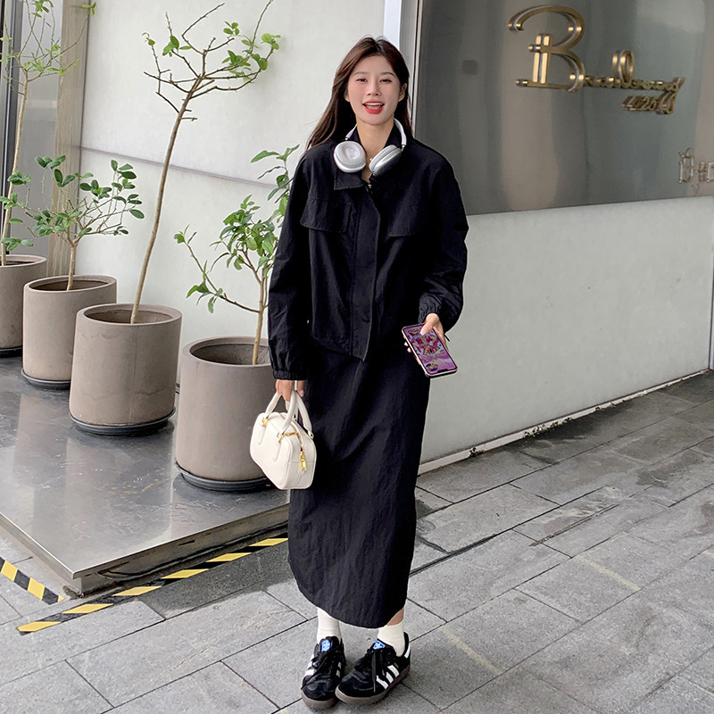 实拍又a又飒夹克套装女春秋2025超火酷盐系ootd高级工装裙两件套|undefined