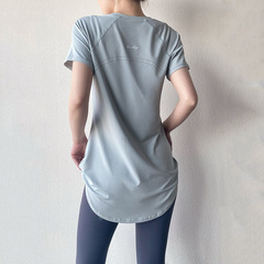 Yoga Short Sleeve Summer New Long-Sleeve Hip-Hiding Slimming Quick-Dry Top Breathable Fitness Sports T-Shirt for Women