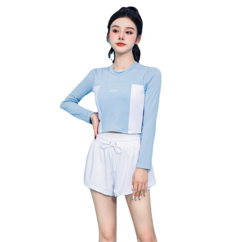 Summer split swimwear, long-sleeve for leisure, protective corner covers, set, sun protection, 2023 collection