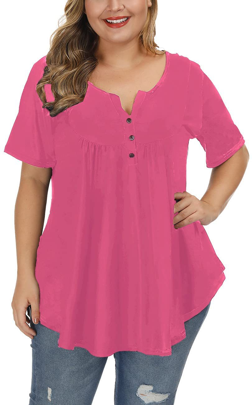 2025 verano damas nuevas ventas de Aliexpress botones de pluma de color sólido sueltas camisetas de manga corta mujeres en stock image 2