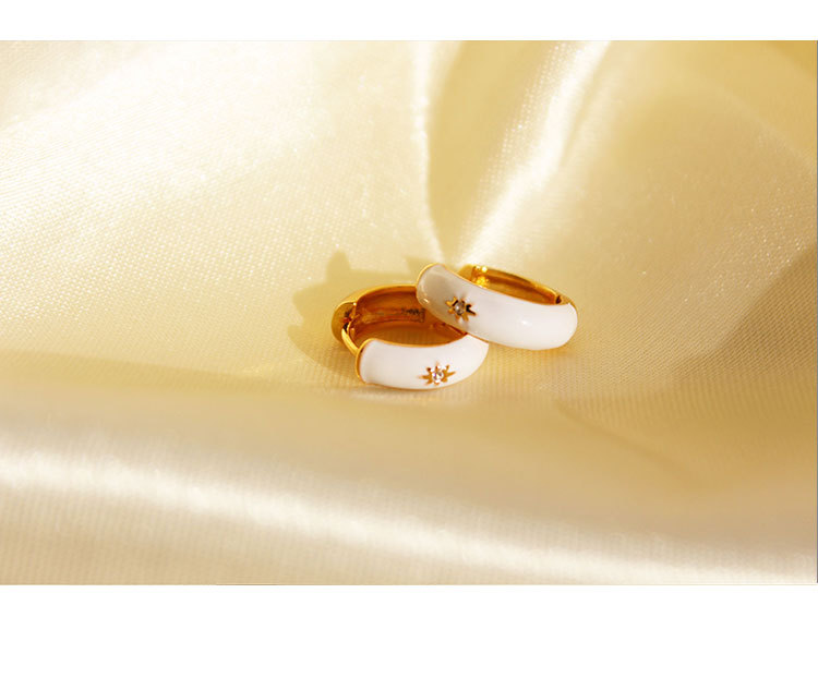 Fashion Star Copper Enamel Zircon Earrings 1 Pair