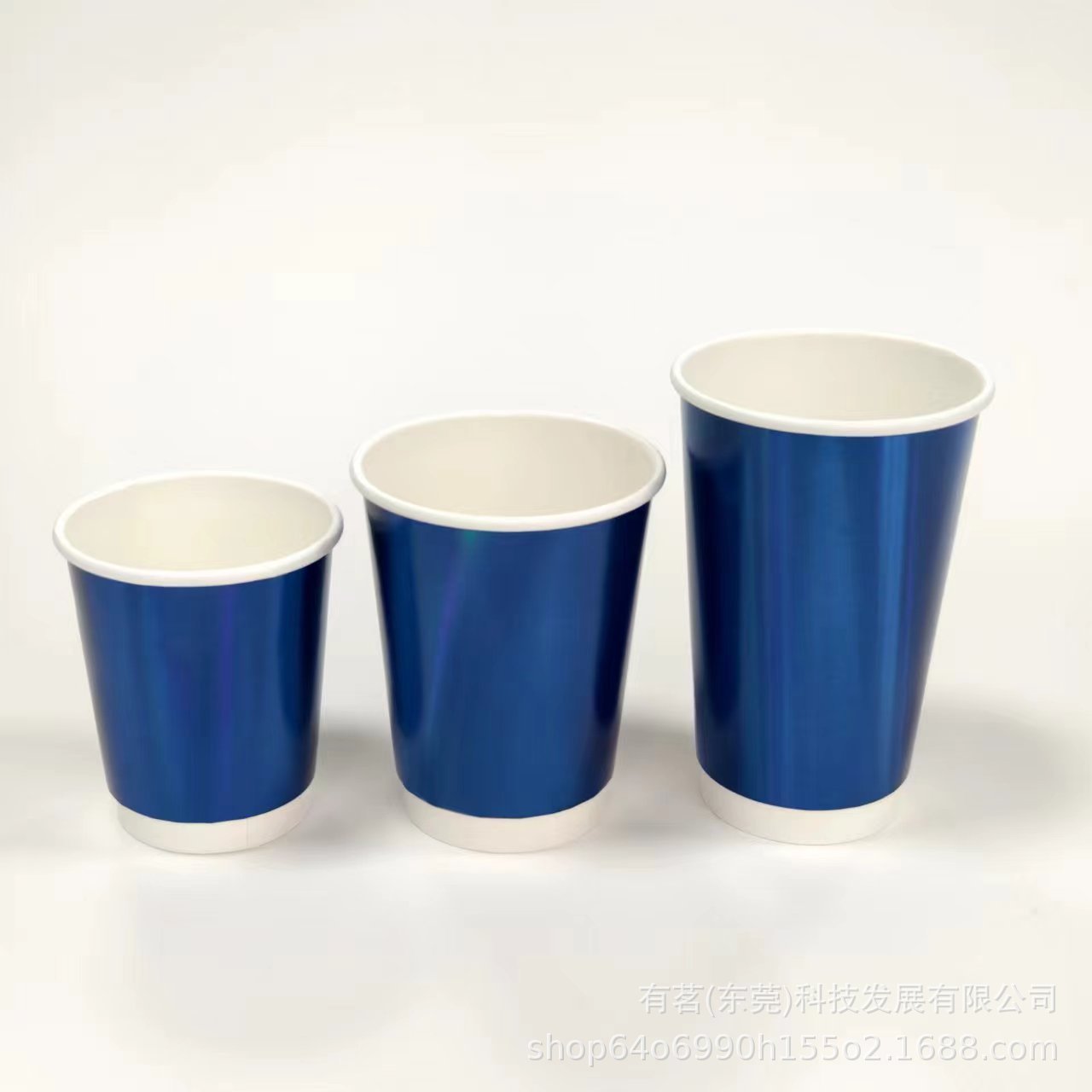 咖啡杯Party杯奶茶杯镭射幻彩杯蓝色镭射杯中空双层防烫送杯盖