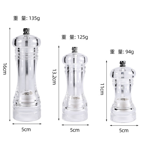 Manual acrylic grinder black peppercorn spice grinder multi-purpose seasoning bottle kitchen tool sea salt grinder