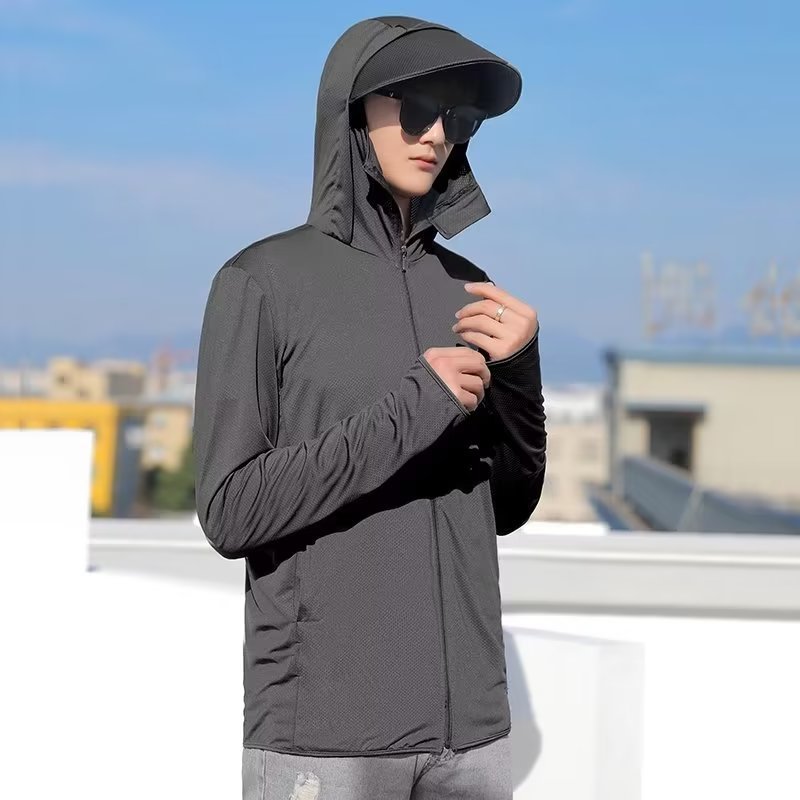 Men's Ice Silk Sun Protection Clothing Men's Summer Breathable Thin Coat Outdoor Fishing UV Protection Clothing Sun Protection Clothing