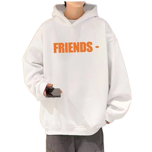 Tide-inspired winter hoodie for men, new arrival—stylish, youthful, and trendy 2024 ins-style lettered fleece-lined pullover for everyday wear