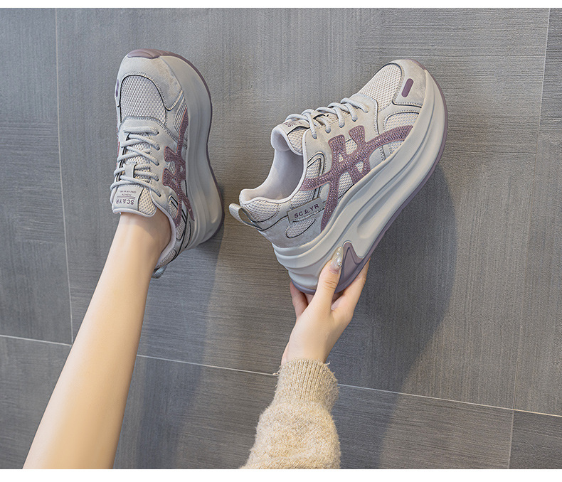 Giày sneaker nữ đế dày tăng chiều cao phong cách dad shoes mới thu 2026 — M2931 màu đen, M2931 màu nâu, M2931 màu xám chi tiết 25