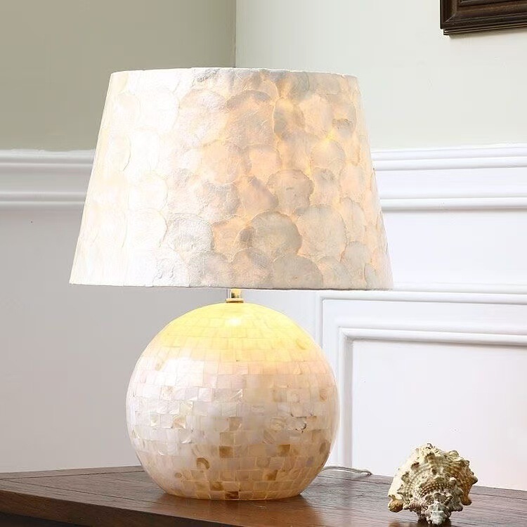 Light Luxury American-Style Minimalist Living Room Bedside Modern Wedding Bedroom Homestay Study DIY Shell Table Lamp Desktop Room