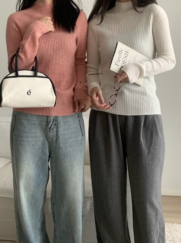 秋冬新款圆领慵懒舒适长袖上衣韩版针织衫毛衣打底衫女纯色|undefined