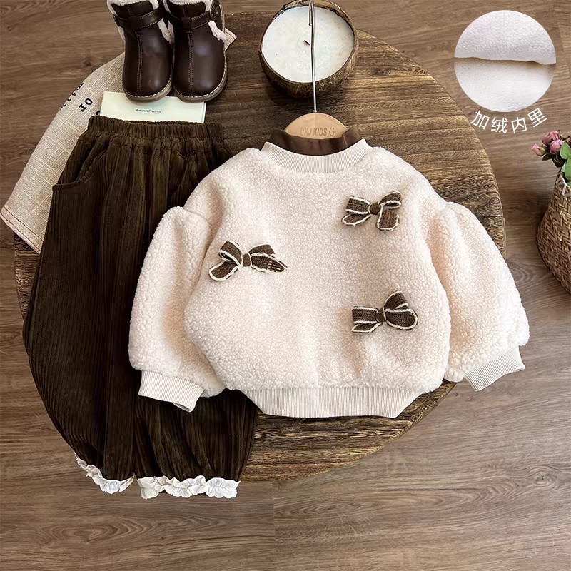 Suéter de niñas otoño y invierno 2024 nuevo invierno infantil ropa de bebé de niñas más camisa de terciopelo gruesa ropa de niñas