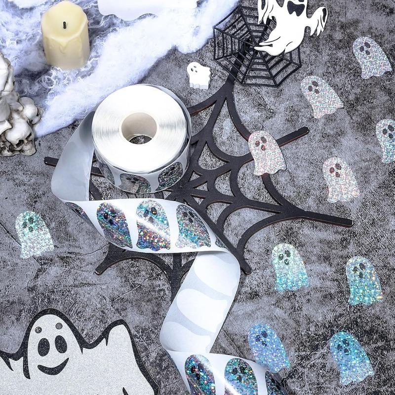 500 ステッカー/ロールハロウィンホリデーお祝いゴーストレーザー粘着ステッカーラベルシールステッカー|undefined