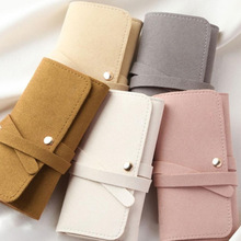 现货简约超纤首饰包多功能耳环戒指手链收纳卷包黄金珠宝首饰盒