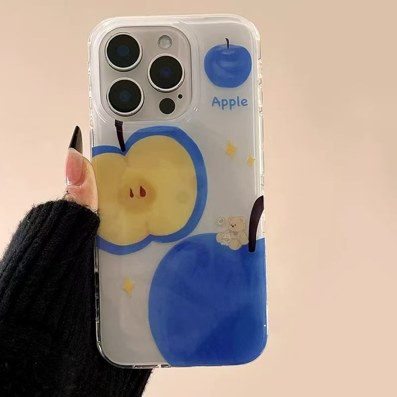 Pinturas coreanas lindas pinturas al óleo Apple Bear para iphone15 Apple 16ProMax funda para teléfono móvil 13/14 hembra
