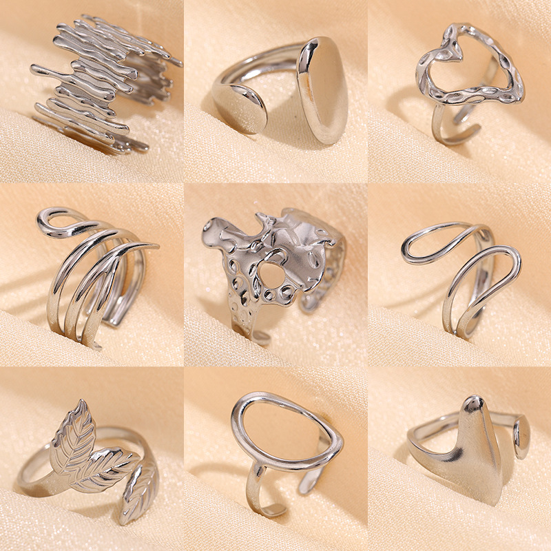 Cross-border Hot Sale Stainless Steel Geometric Opening Ring Women's Men's Minimalist Couple Ring