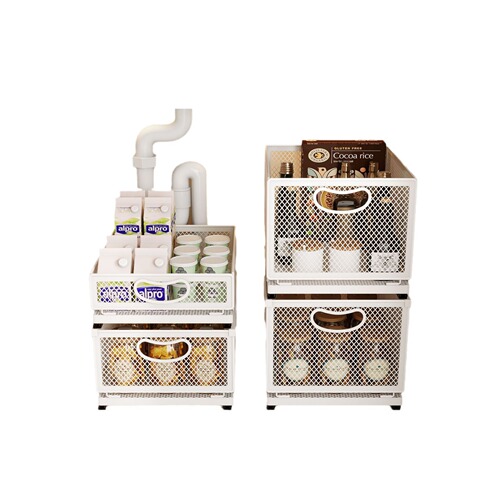 Condiment storage basket can be stacked in the sink, household cabinet condiment snack organizer, kitchen storage rack basket