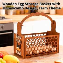 木质鸡蛋篮农舍桌面鸡蛋鸭蛋收纳筐手提式厨房水果蔬菜储物篮