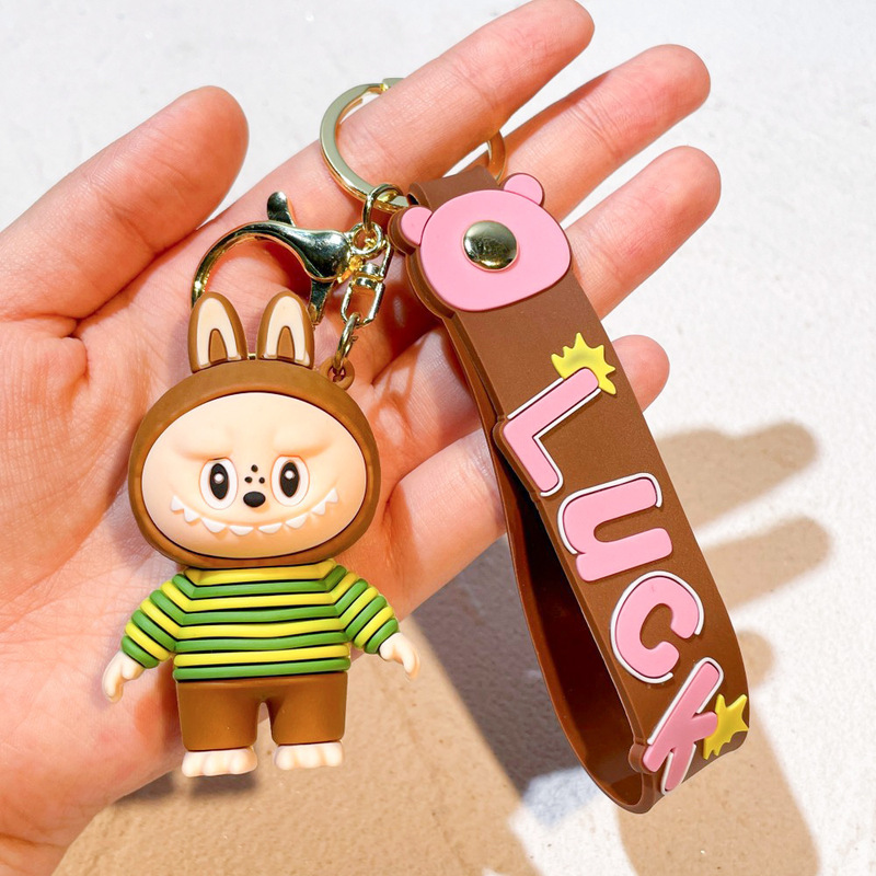 Labubu ラブブキーホルダー漫画出っ歯人形ランドセルペンダント車のキーチェーン小さなギフト卸売|undefined