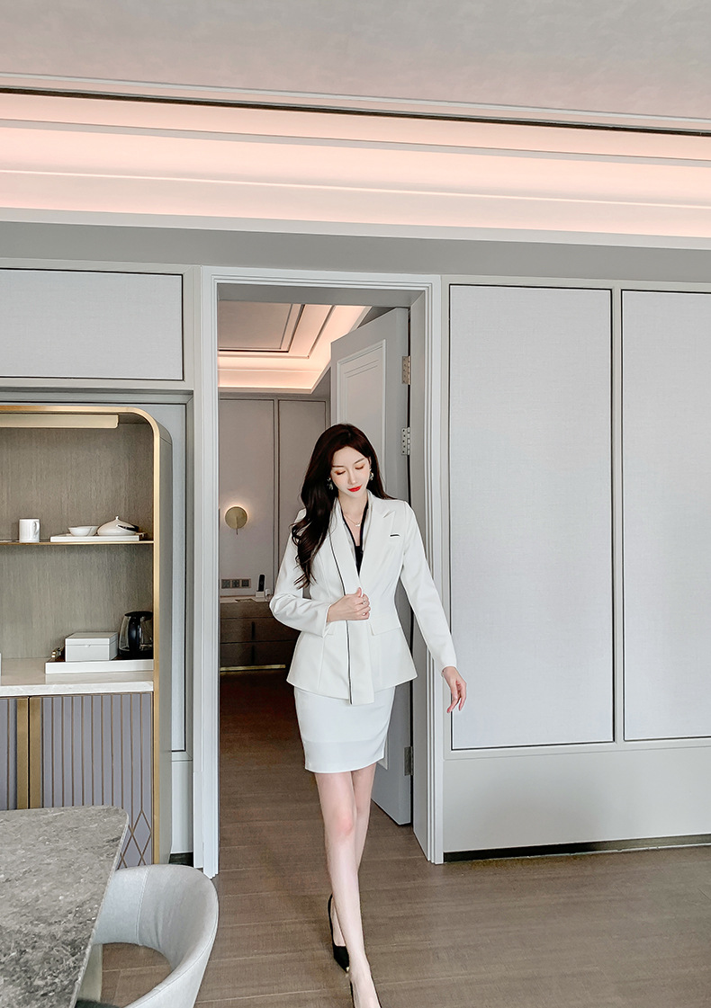 Set công sở nữ áo vest blazer và chân váy hai mảnh kiểu mới — Màu trắng chi tiết 13