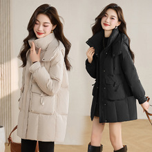 羽绒服女冬季2023新款小个子时尚收腰显瘦高端白鸭绒连帽外套，女